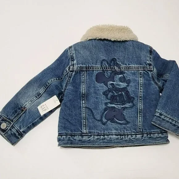 babyGap - 2T - Disney Minnie Mouse Sherpa Lined Denim Icon Jacket - Picture 5 of 9